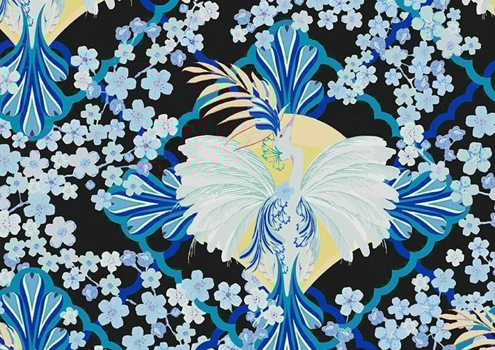 Faded Glamour, China Blue Black - Motorised Roman Blind - Image 7